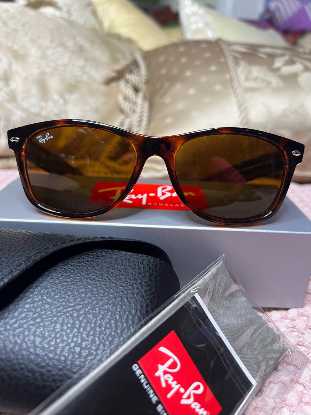 Ray-Ban RB2132 New Wayfarer Tortoise Brown Sunglasses 55